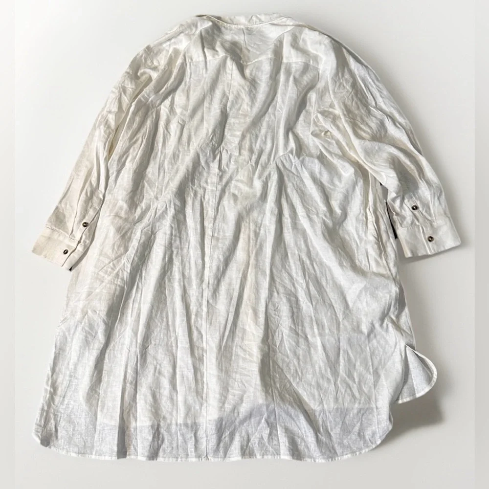 Universal Standard Sea Side Button-Up Shirt Dress Linen Blend Boho  XL 14-16 - Picture 8 of 10